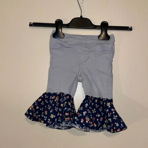 Crazy 8 baby infant jeans 6 12 month bellbottom pants grey blue mushroom